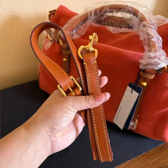 Dooney & Bourke Tomato Red Suede Leather Florentine Satchel - Picture 6 of 12